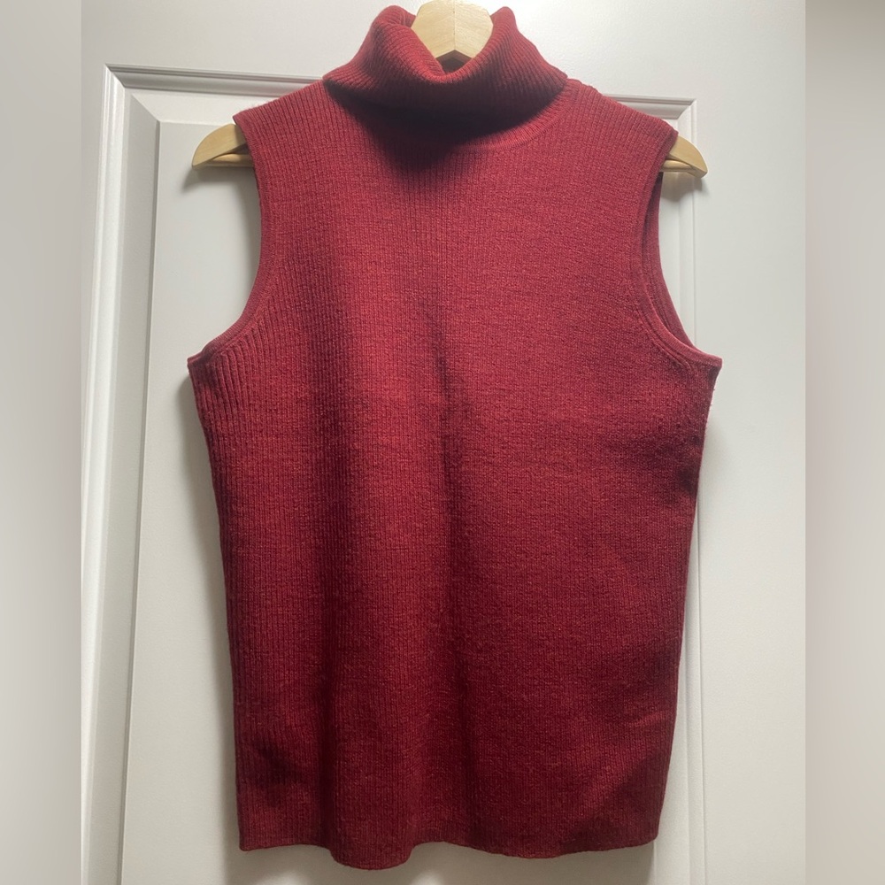 3/$20 Sarah Spencer 100% Merino Wool Sleeveless Turtleneck XL Label Fit Is M